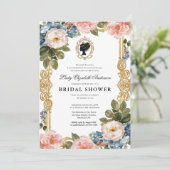 Invitation Baby shower floral régence (Debout devant)