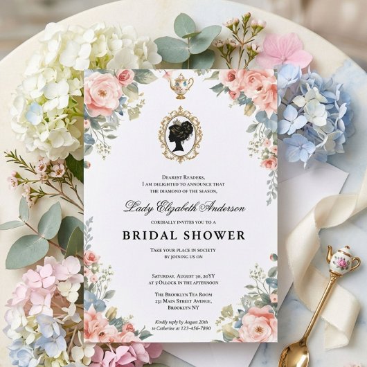Invitation Baby shower floral régence