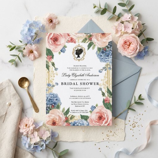 Invitation Baby shower floral régence