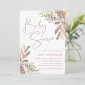 Invitation Baby shower floral romantique Neutre Boho (Debout devant)