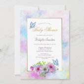 Invitation Baby shower floral rose (Devant)