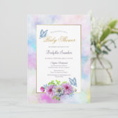 Invitation Baby shower floral rose (Debout devant)