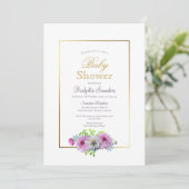 Invitation Baby shower floral rose (Debout devant)