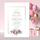 Invitation Baby shower floral rose