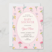 Invitation Baby shower floral rose (Devant)
