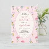 Invitation Baby shower floral rose (Debout devant)