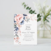 Invitation Baby shower Floral Rose (Debout devant)