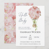 Invitation Baby shower floral rose à bulle d'air chaud (Devant / Derrière)