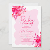Invitation Baby shower floral rose chaud (Devant)