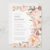 Invitation Baby shower floral rose chic (Devant)