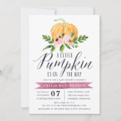 Invitation Baby shower Floral rose Citrouille d'automne (Devant)