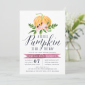 Invitation Baby shower Floral rose Citrouille d'automne (Debout devant)