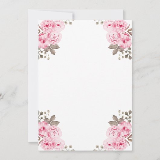 Invitation Baby shower floral rose Citrouille virtuel (Dos)