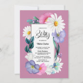 Invitation Baby shower Floral Rose Daisy (Devant)
