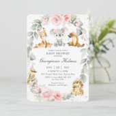 Invitation Baby shower Floral Rose d'Animaux australiens (Debout devant)