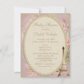 Invitation Baby shower floral rose de la tour Eiffel de Shabb (Dos)