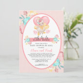 Invitation Baby shower floral rose de Llama par la poste (Debout devant)