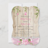 Invitation Baby shower Floral rose dentelle de bois rustique (Dos)