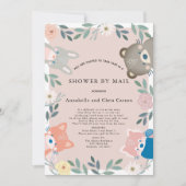 Invitation Baby shower floral rose des animaux de bois par co (Devant)