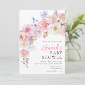 Invitation Baby shower Floral rose Eloise (Debout devant)