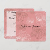 Invitation Baby shower floral rose esquissé (Devant / Derrière)