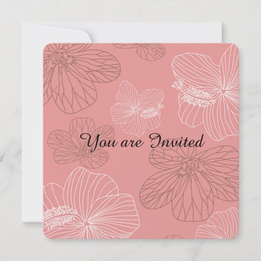 Invitation Baby shower floral rose esquissé (Devant)