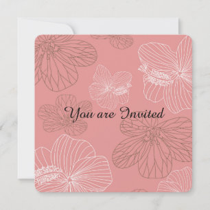 Invitation Baby shower floral rose esquissé
