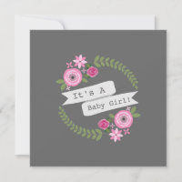 Baby shower Floral Rose et Fille de bannières