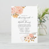 Invitation Baby shower floral rose et or par courrier (Debout devant)