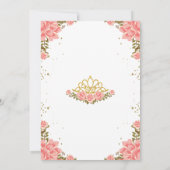 Invitation Baby shower floral rose et or princesse couronne (Dos)