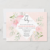 Invitation Baby shower floral rose et verdoyant fille (Devant)
