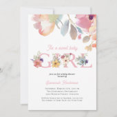 Invitation Baby shower floral rose fille (Devant)
