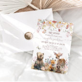 Invitation Baby shower Floral rose Fille Woodland