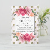 Invitation Baby shower Floral rose marbre blanc or Brunch (Debout devant)
