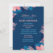 Invitation Baby shower floral rose marine (Devant)
