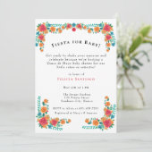 Invitation Baby shower Floral rose orange mexicain Fiesta (Debout devant)