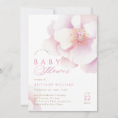 Invitation Baby shower floral rose pâle (Devant)