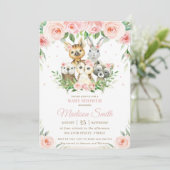 Invitation Baby shower Floral rose pâle (Debout devant)