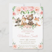 Invitation Baby shower Floral rose pâle (Devant)