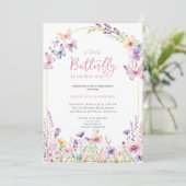 Invitation Baby shower floral rose papillon (Debout devant)