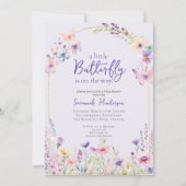 Invitation Baby shower floral rose papillon (Devant)