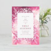 Invitation Baby shower floral rose Plum brillant (Debout devant)