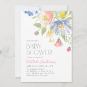 Invitation Baby shower Floral rose pourpre (Devant)