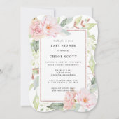 Invitation Baby shower floral rose rose rose (Devant)
