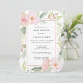Invitation Baby shower floral rose rose rose (Debout devant)