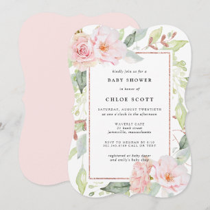 Invitation Baby shower floral rose rose rose