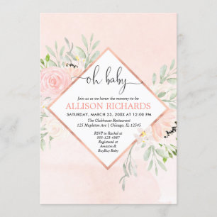 Invitation baby shower floral rose rose rose rose