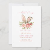 Invitation Baby shower floral rose rousse oreille lapin Invit (Devant)