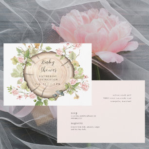 Invitation Baby shower floral rose rustique
