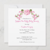 Invitation Baby shower Floral Rose Tea Party Pink Ethnic (Dos)